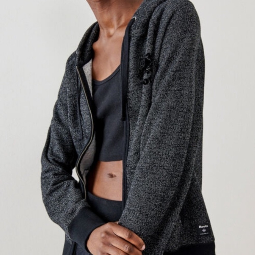🐝 Roots Zip-up Black Pepper Sweater Jacket XS - Picture 4 of 7